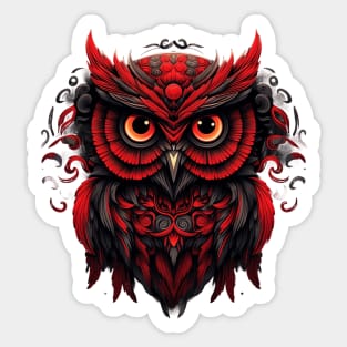 Beautiful Ornamental Red Owl Sticker